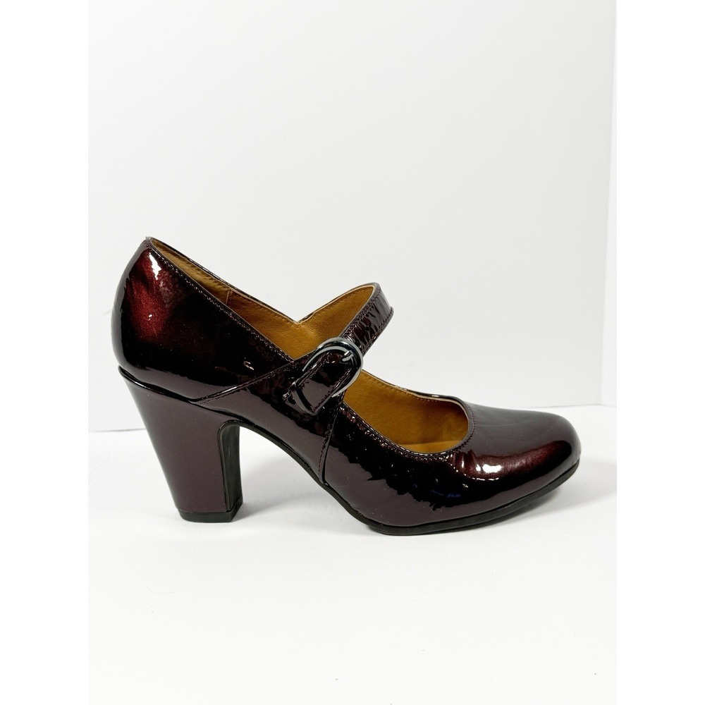 Sofft Miranda Mary Jane Pump Block Heel Patent Leather Y2K Burgandy Retro Sz 7 - Picture 12 of 16